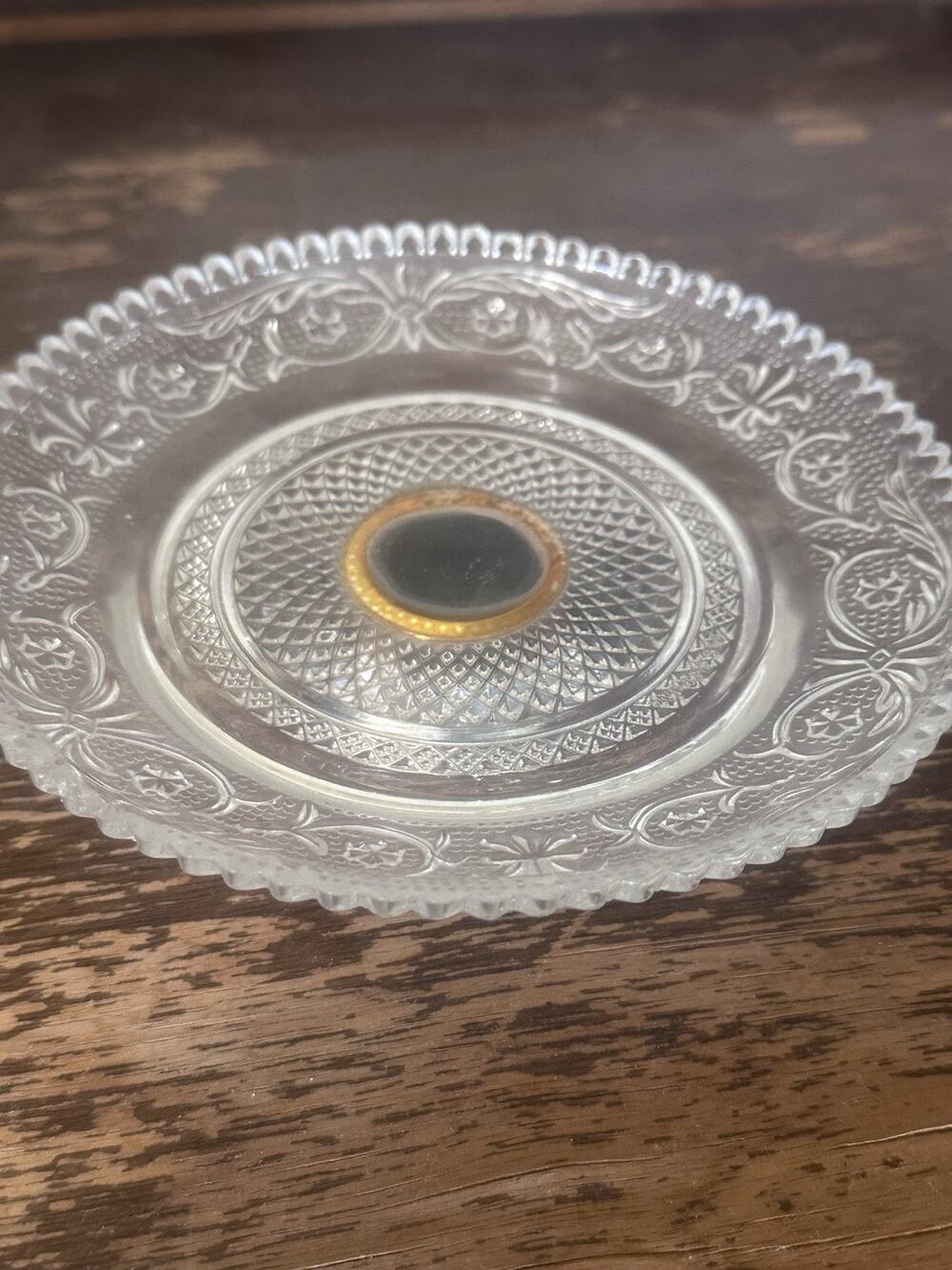 Vintage Crystal Galleries Fairfield Pressed Glass Pedestal Candy Dish Server 6"